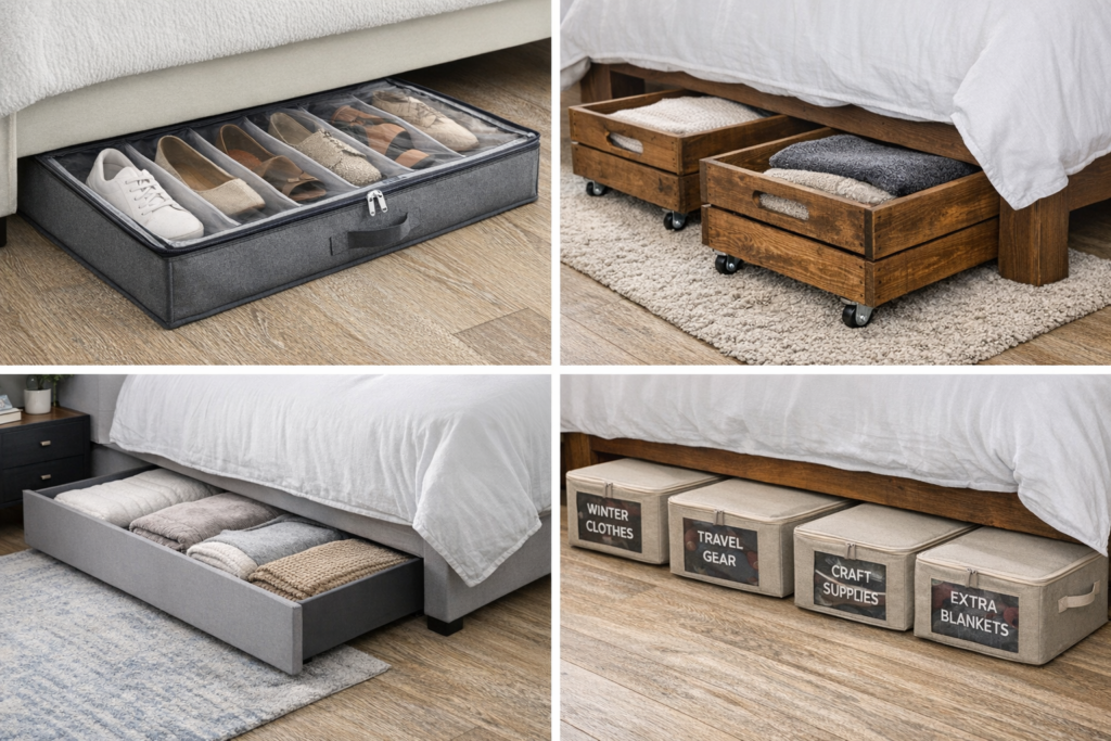 13 under-bed storage ideas for small apartments including rolling drawers and modular organizers