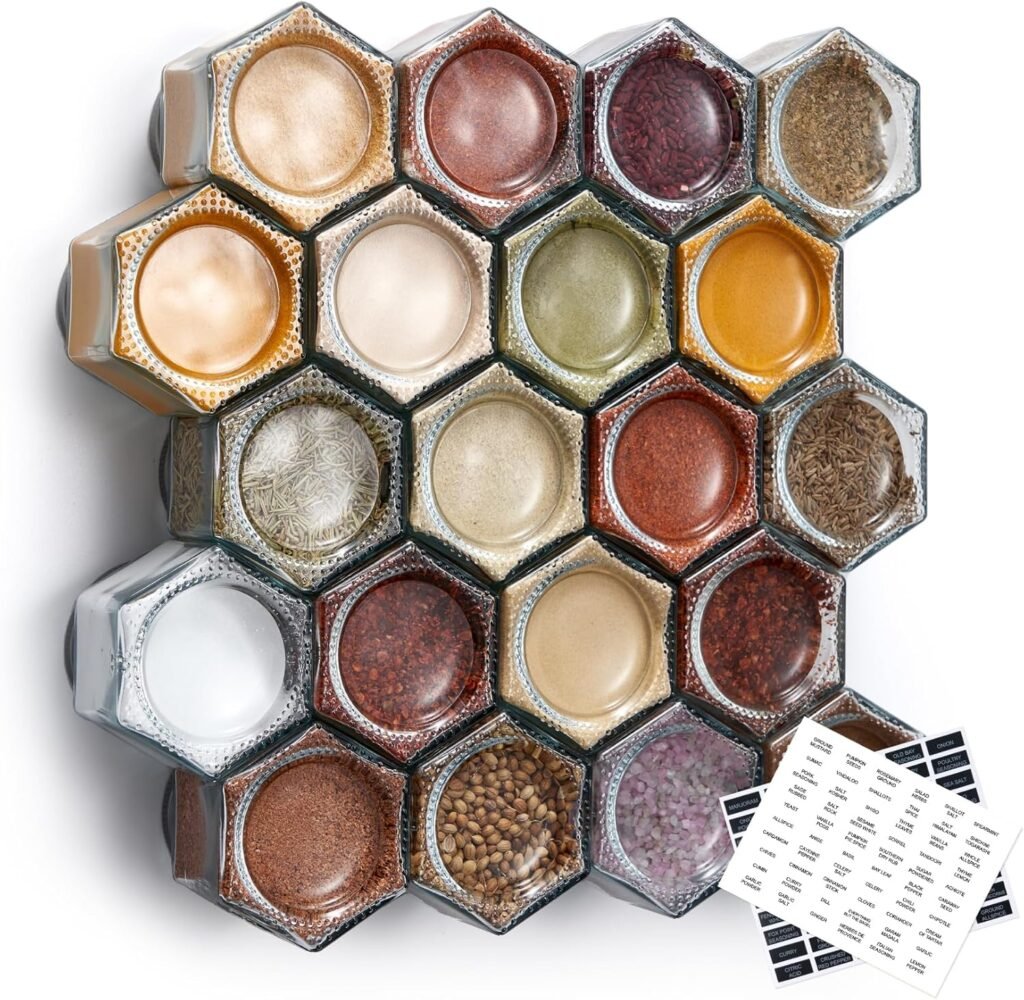Set of 20 Large 4oz Magnetic Spice Jars for Refrigerator