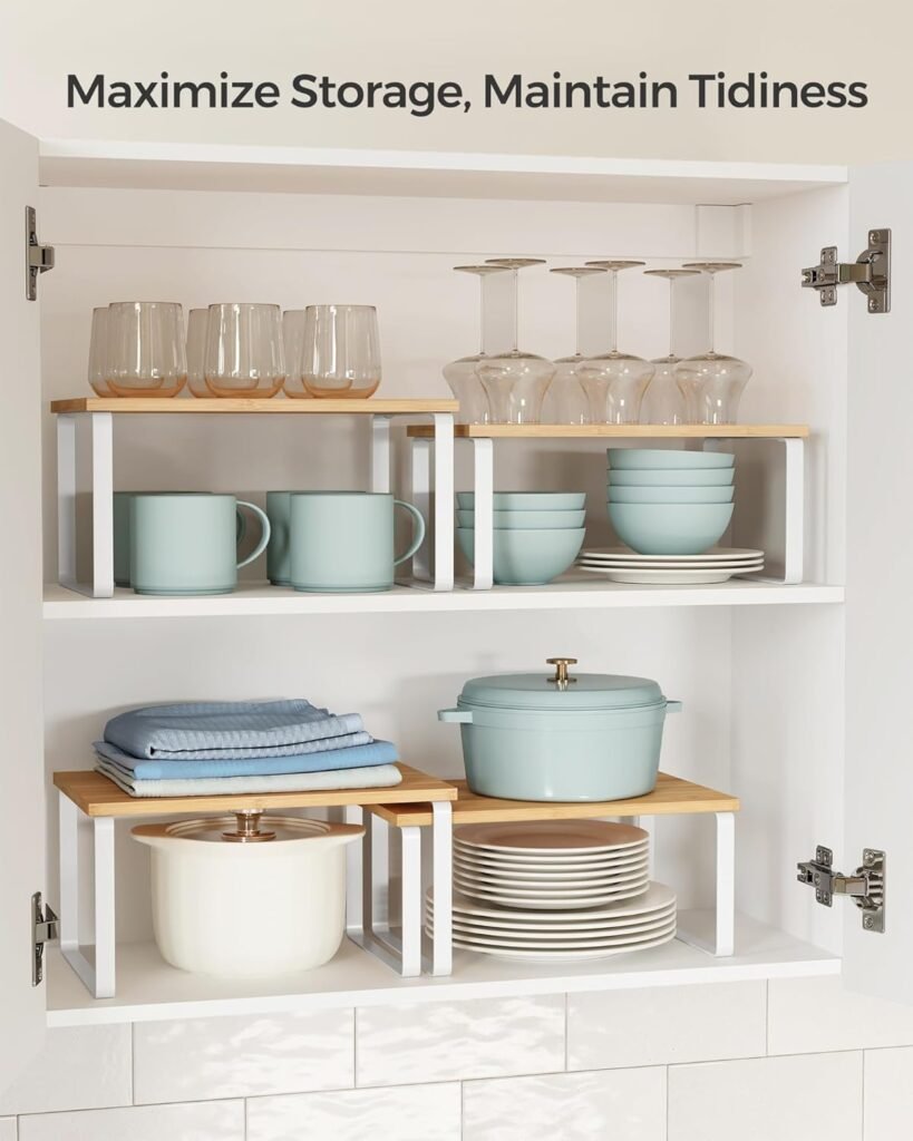 Set of 4 Kitchen Counter Shelves, Kitchen Storage, Spice Rack, Stackable, Expandable